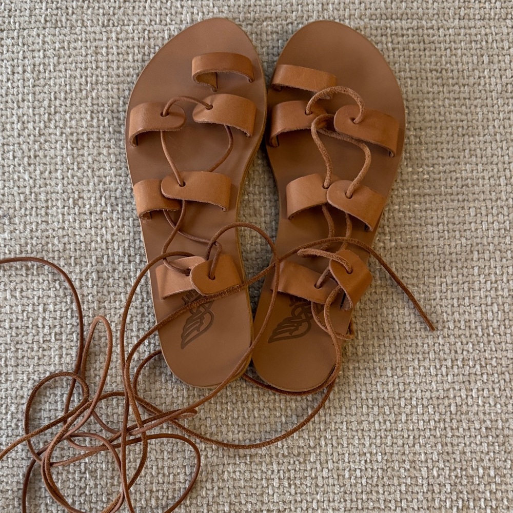 Ancient Greek Sandals Tan Leather Lace-Up Sandals